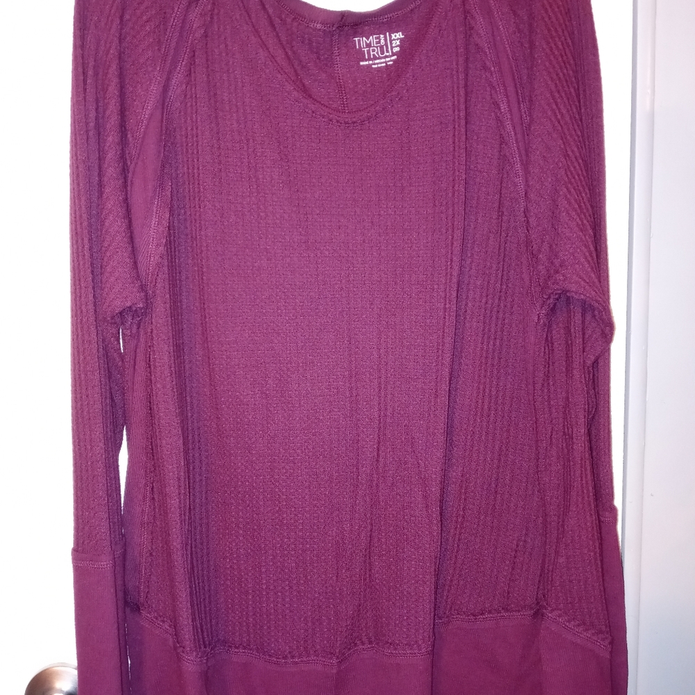 Time and Tru burgundy long sleeve waffle shirt